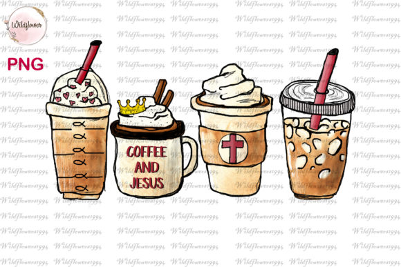 Coffee and Jesus PNG for Graphics and Crafts