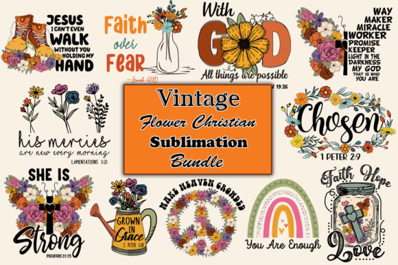 Flower Christian Sublimation Bundle Graphics for Crafts