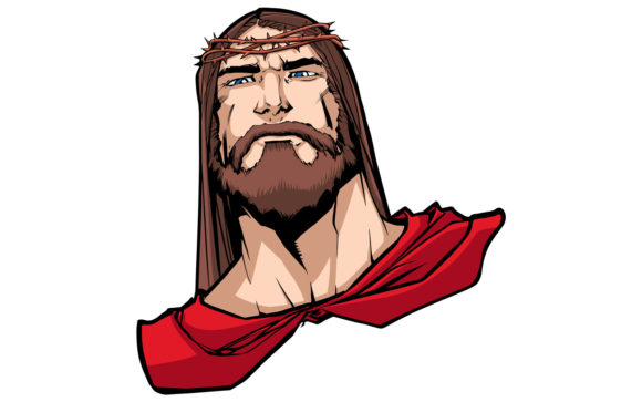 Jesus Superhero Portrait: Graphic Design Asset for Illustrations