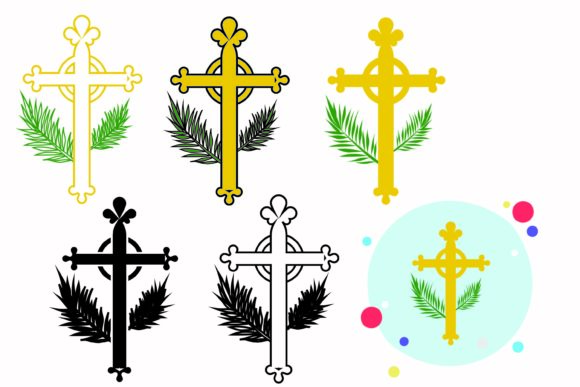 Leaf Christian Cross Vector Icon-3: Graphics & Icons for Branding